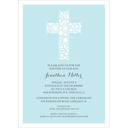 Floral Lace Cross Baptism Invitations
